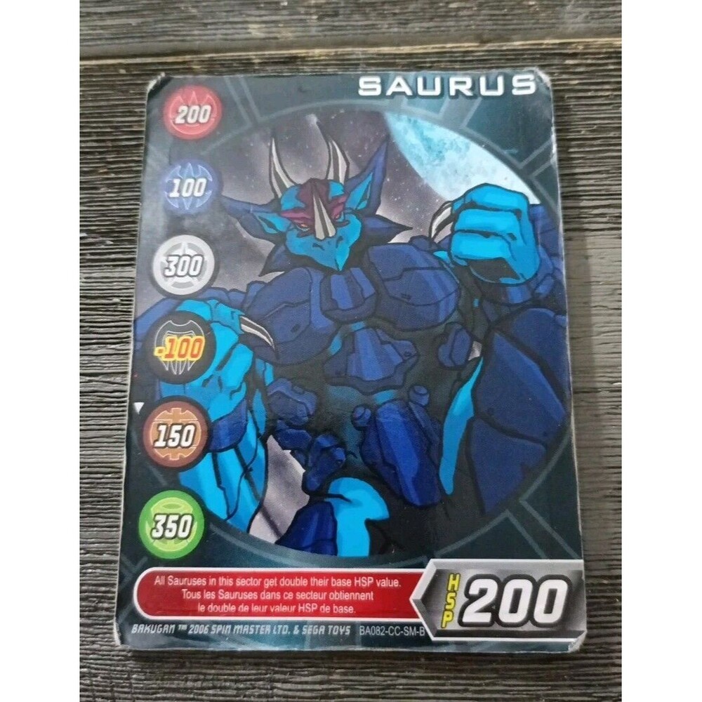 Bakugan SAURUS 200 HSP Sega Spin Master Metal Card